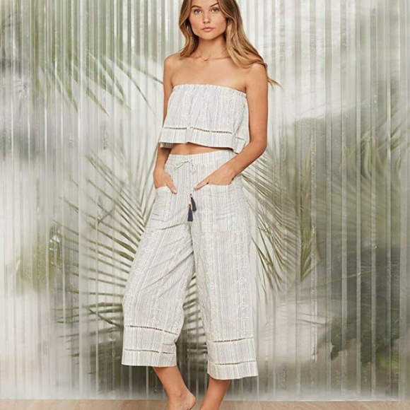 l*space Pants - L*Space Robyn Pants Embroidered Boho Striped Wide Leg Pants w/ Tassles NWT